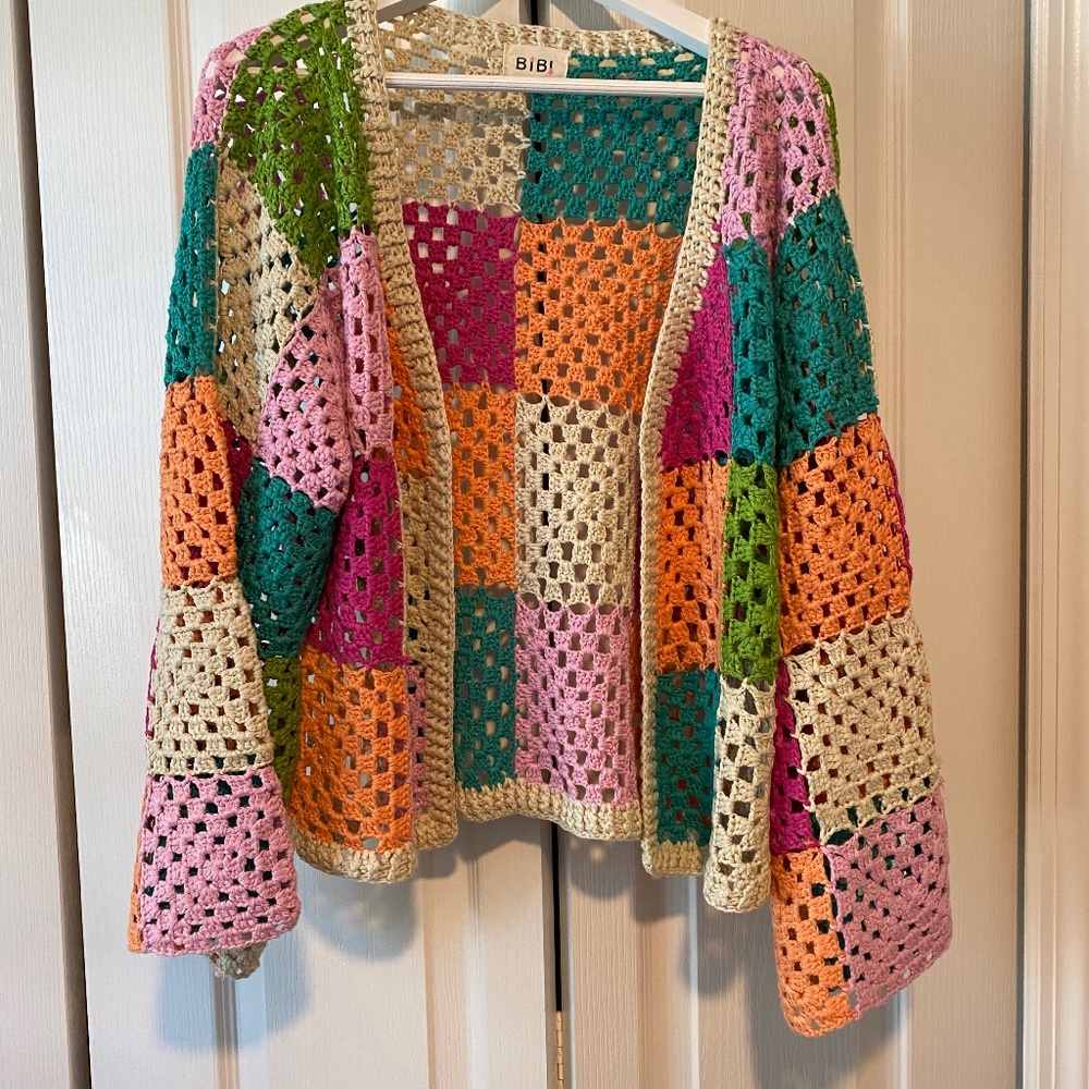 Bibi Checkered Pattern Cardigan